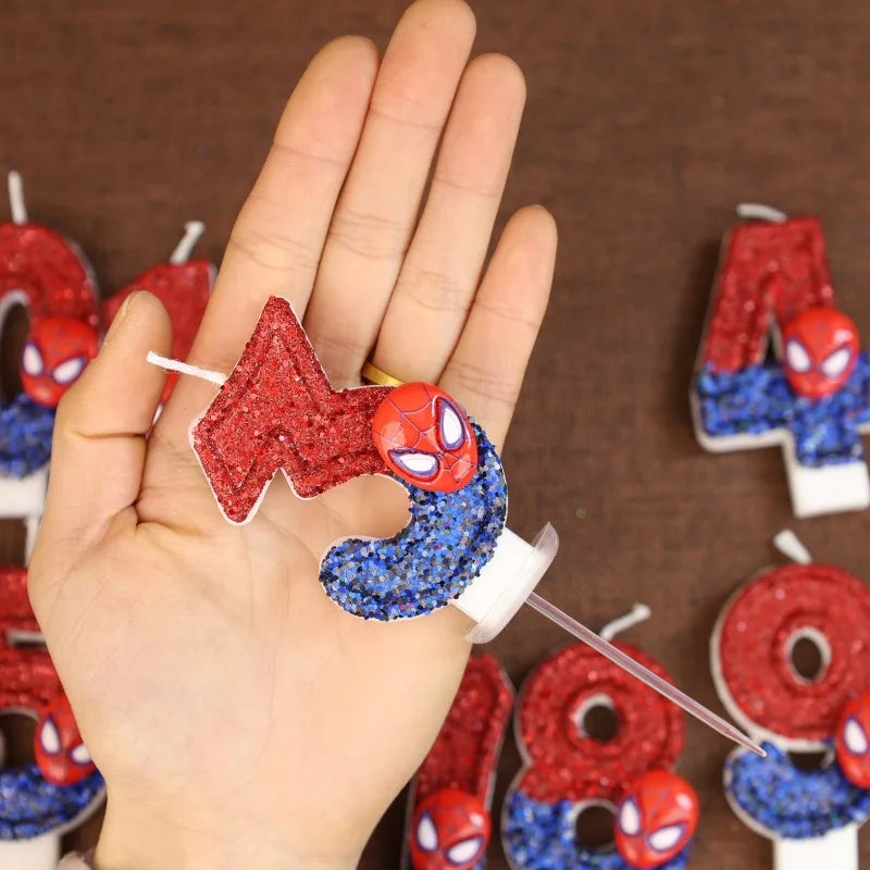 Spiderman Tårtljus med Siffra – Superhjälte Birthday Candle för Barnkalas