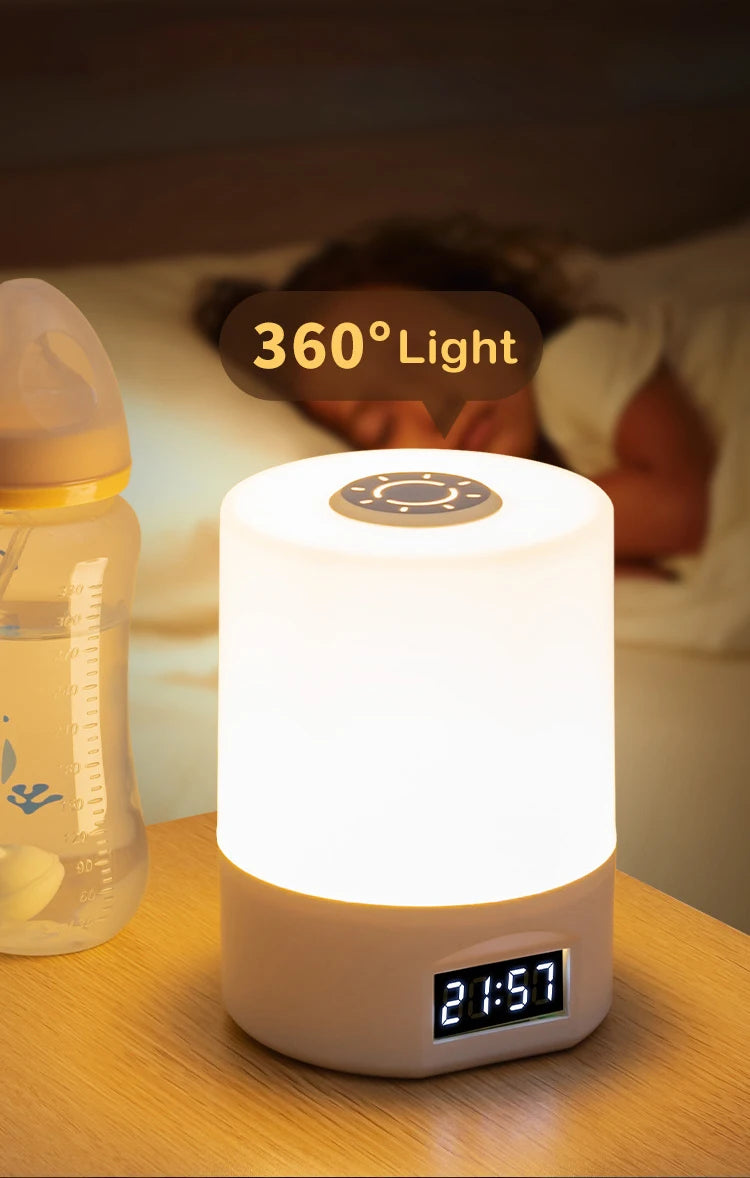 Uppladdningsbar LED Nattlampa med Timer & Touch – Dimbar Bordslampa för Sovrum & Barnrum