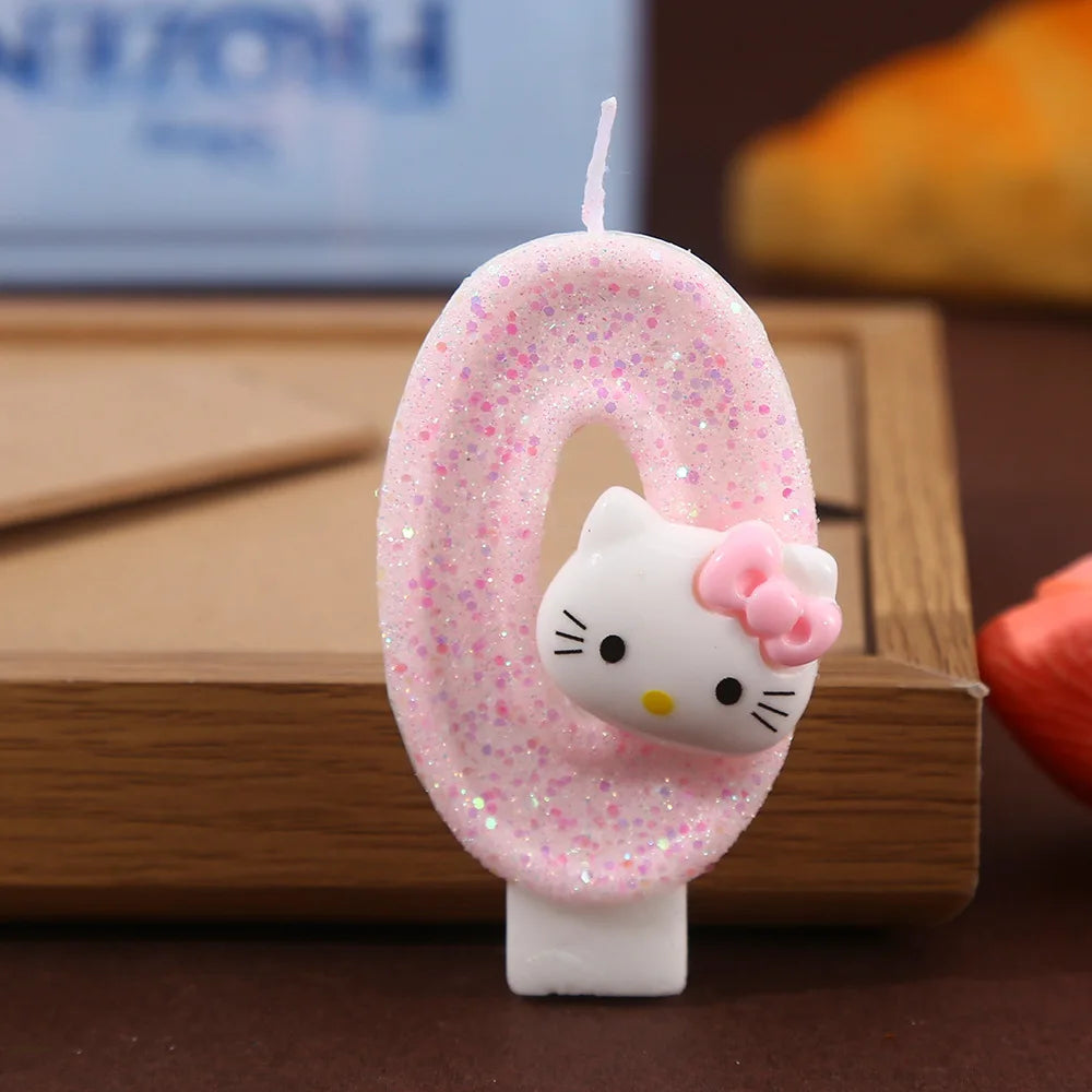 Katt Tårtljus med Siffra – Söt Cartoon Birthday Candle med Glitter