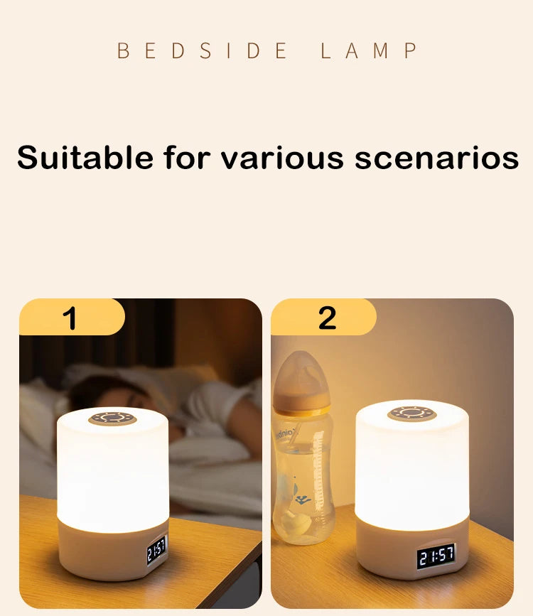 Uppladdningsbar LED Nattlampa med Timer & Touch – Dimbar Bordslampa för Sovrum & Barnrum