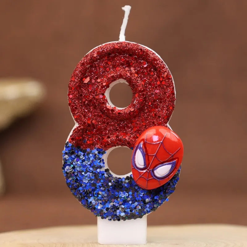 Spiderman Tårtljus med Siffra – Superhjälte Birthday Candle för Barnkalas