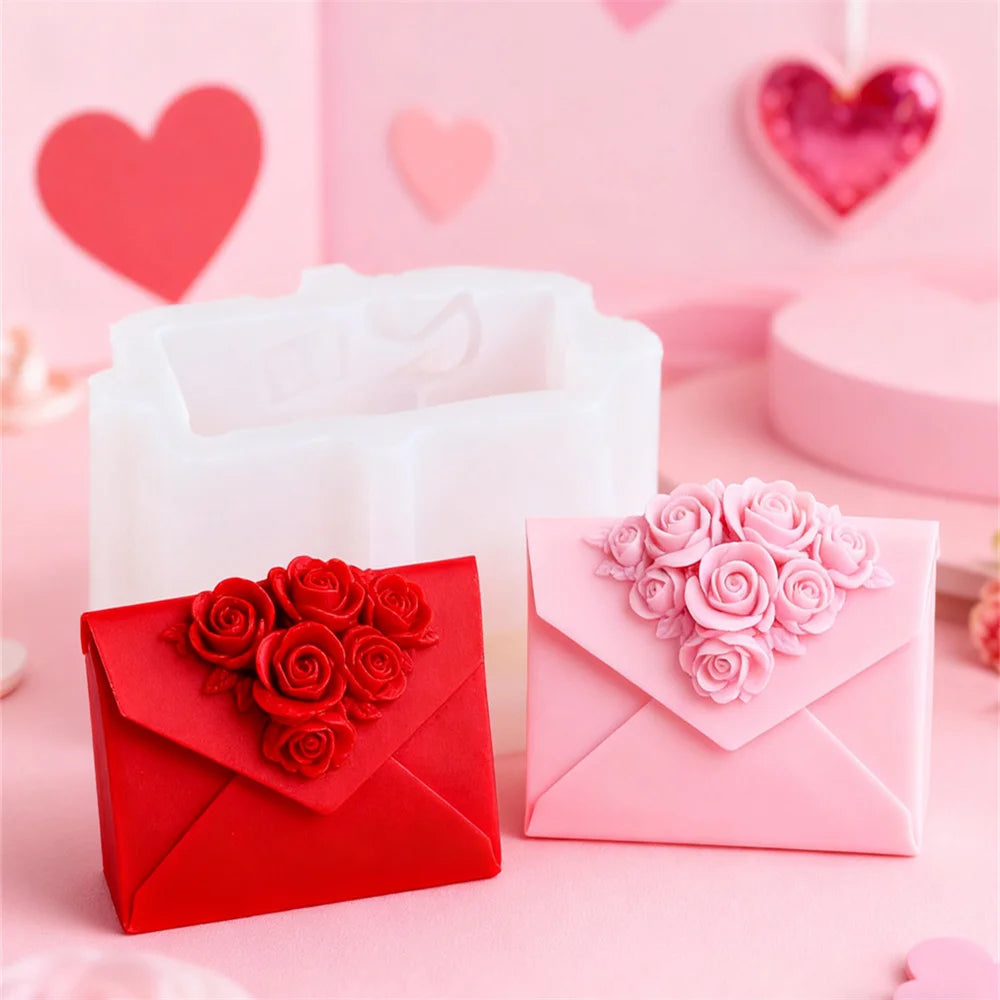 Rose Envelope Candle Mold – Silikonform för Ros, Brev & Resin | Perfekt för Ljusstöpning, Dekoration & Gåvor