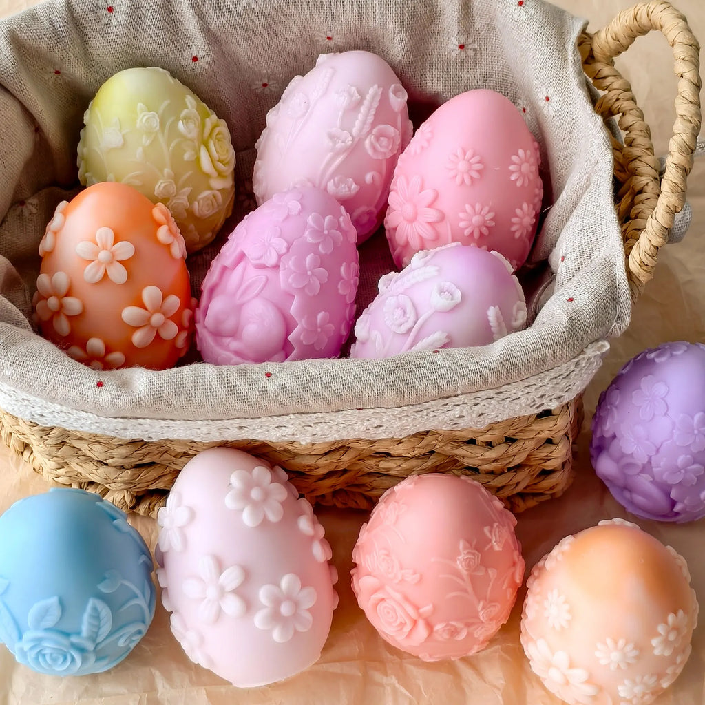DIY Påskägg Silikonform – Blommigt Relief för Ljus, Resin, Gips & Påskdekoration