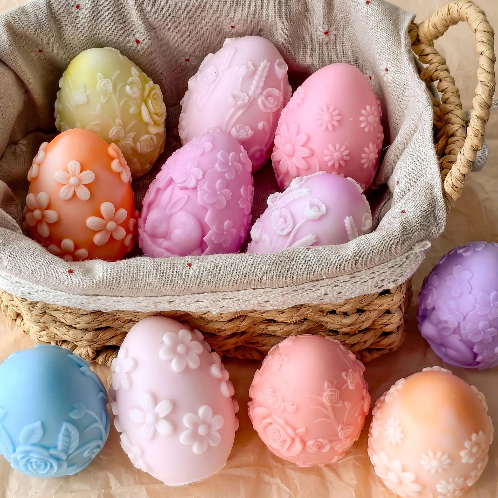 DIY Påskägg Silikonform – Blommigt Relief för Ljus, Resin, Gips & Påskdekoration