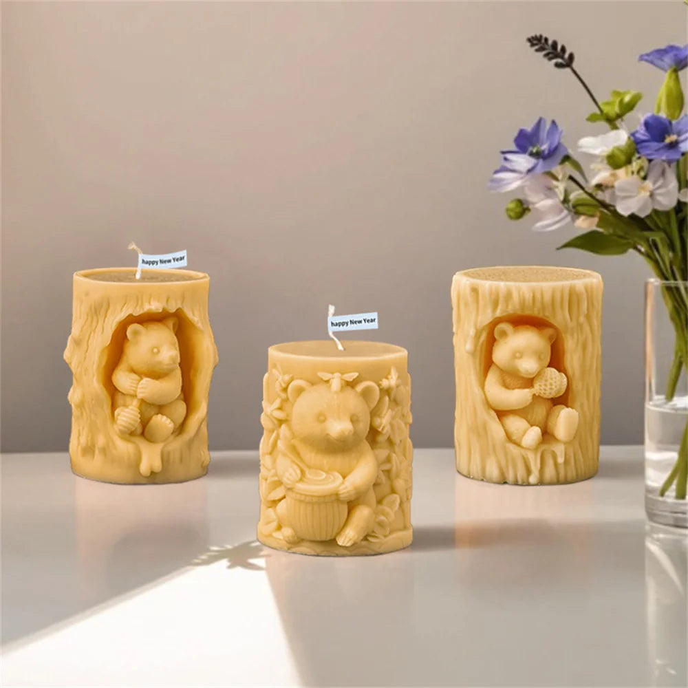 Björnformad Silikonform för Doftljus – 3D Honungsbjörn Ljusstöpningsform