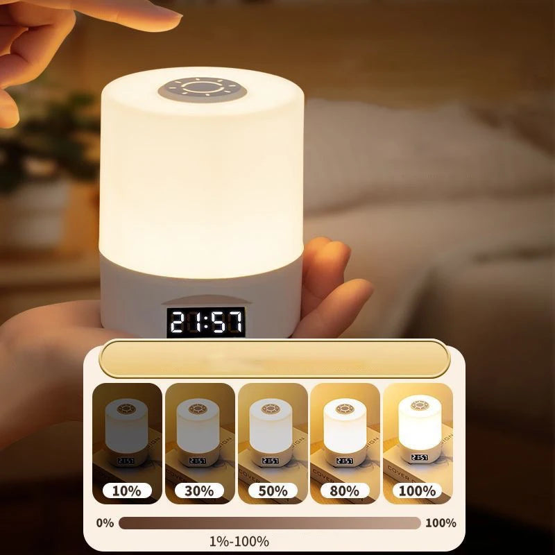 Uppladdningsbar LED Nattlampa med Timer & Touch – Dimbar Bordslampa för Sovrum & Barnrum