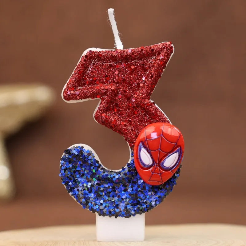 Spiderman Tårtljus med Siffra – Superhjälte Birthday Candle för Barnkalas