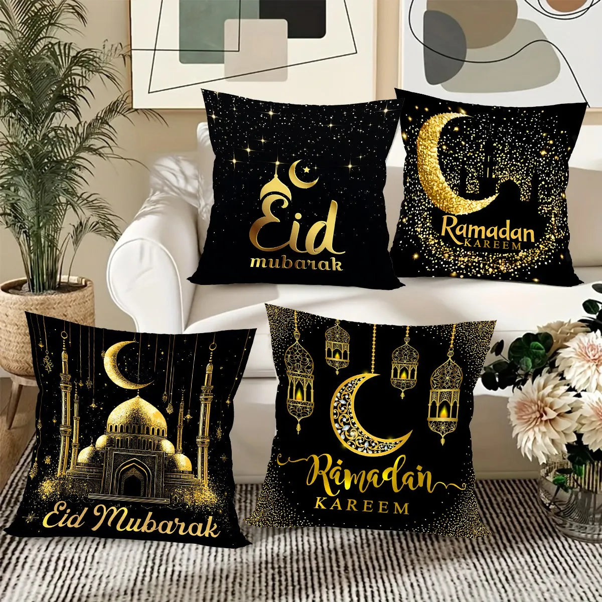 4-pack Ramadan Kareem Kuddöverdrag – Dekoration för Hem och Soffa