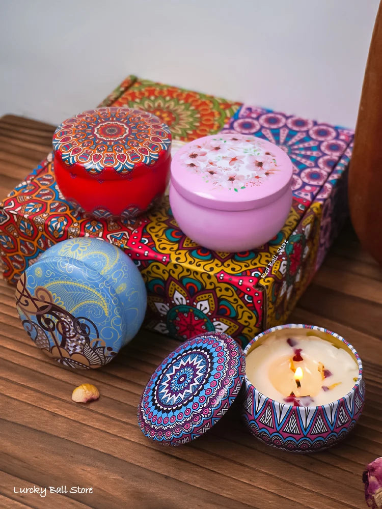 Doftljus Set – 4-pack med Arabiska & Islamiska Mönster (Rökfria)