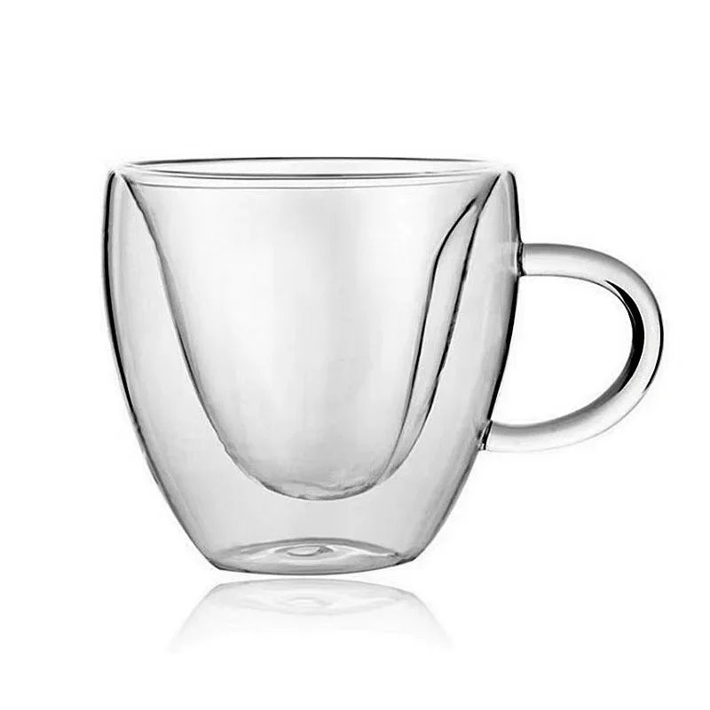 Hjärtformad Dubbelväggad Glasmugg – Isolerad Kopp för Kaffe & Te