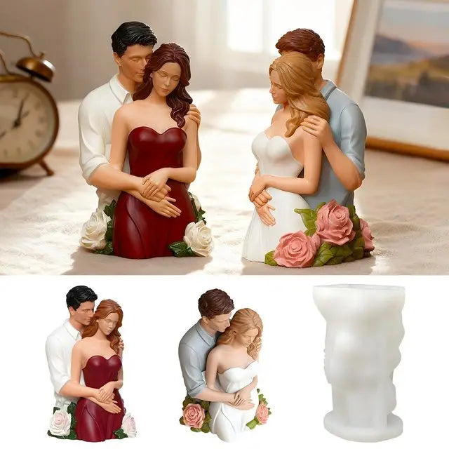 Romantisk 3D Ljusstöpselform – Ängelpar för Alla Hjärtans Dag | DIY Doftljus & Dekoration