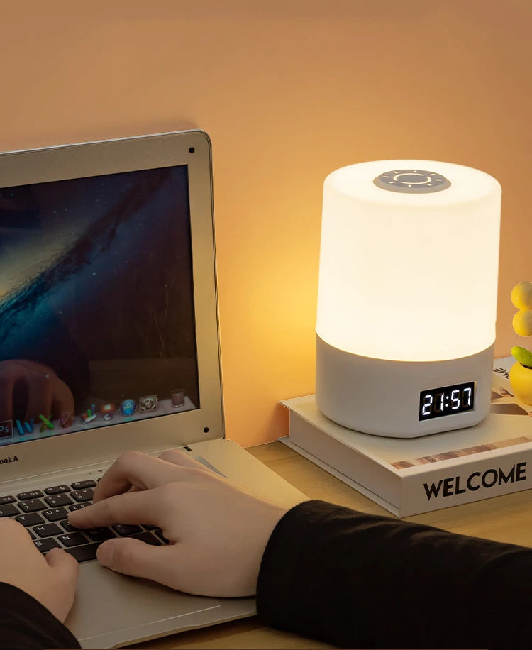 Uppladdningsbar LED Nattlampa med Timer & Touch – Dimbar Bordslampa för Sovrum & Barnrum