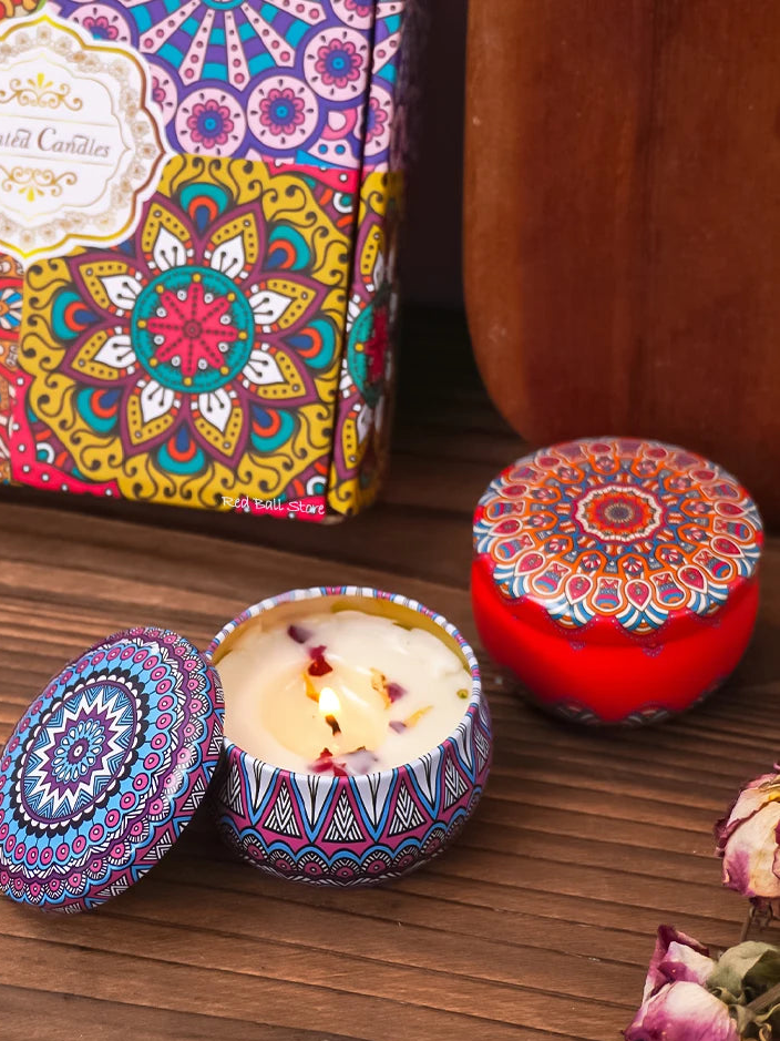 Doftljus Set – 4-pack med Arabiska & Islamiska Mönster (Rökfria)