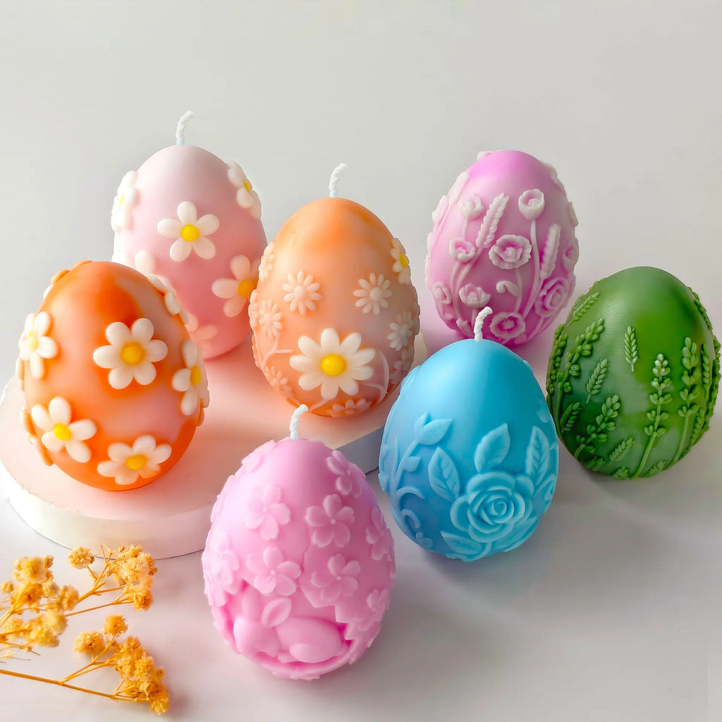 DIY Påskägg Silikonform – Blommigt Relief för Ljus, Resin, Gips & Påskdekoration