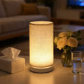 Nordisk Retro Bordslampa med Tygskärm – USB-driven Sänglampa för Hemmet