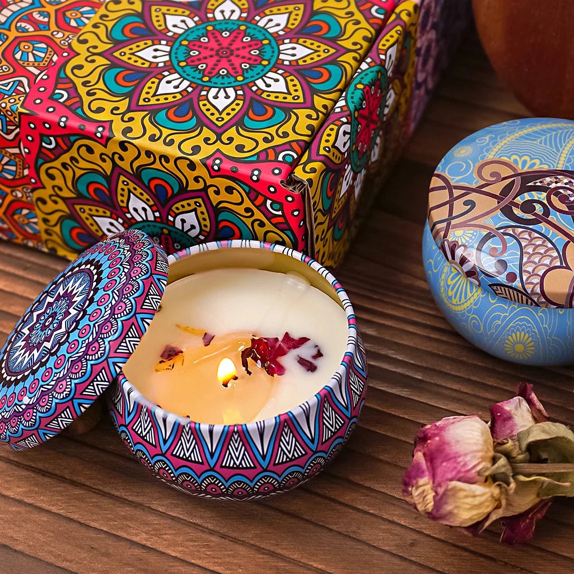 Doftljus Set – 4-pack med Arabiska & Islamiska Mönster (Rökfria)