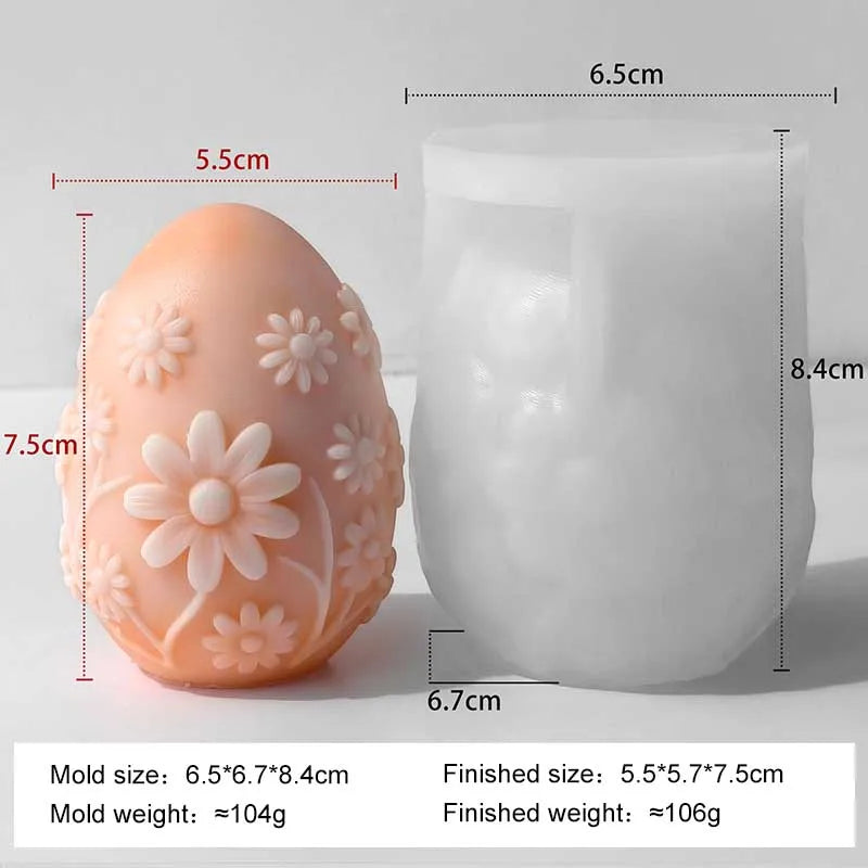 DIY Påskägg Silikonform – Blommigt Relief för Ljus, Resin, Gips & Påskdekoration