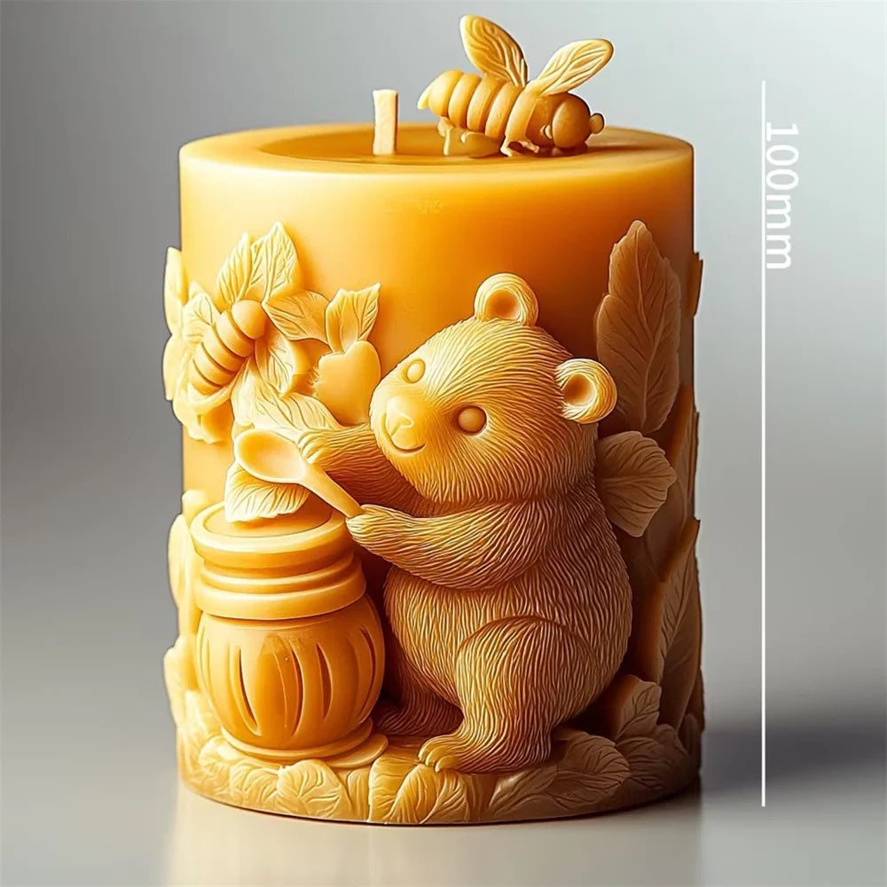 Björnformad Silikonform för Doftljus – 3D Honungsbjörn Ljusstöpningsform