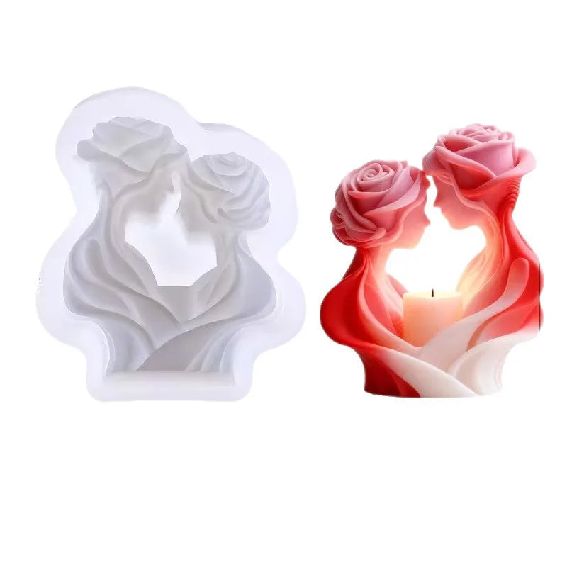 Rose Love Candle Mold – 3D Ros- & Kärlekspar i Silikon | DIY Ljus & Aromaterapi – Perfekt för Alla Hjärtans Dag & Bröllop