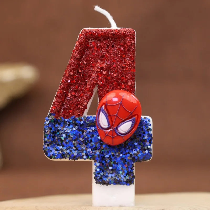 Spiderman Tårtljus med Siffra – Superhjälte Birthday Candle för Barnkalas