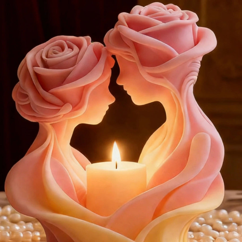 Rose Love Candle Mold – 3D Ros- & Kärlekspar i Silikon | DIY Ljus & Aromaterapi – Perfekt för Alla Hjärtans Dag & Bröllop