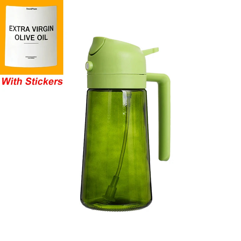 2-i-1 Oljespray & Oljedispenser i Glas – 470 ml | Läckagesäker & UV-skyddad