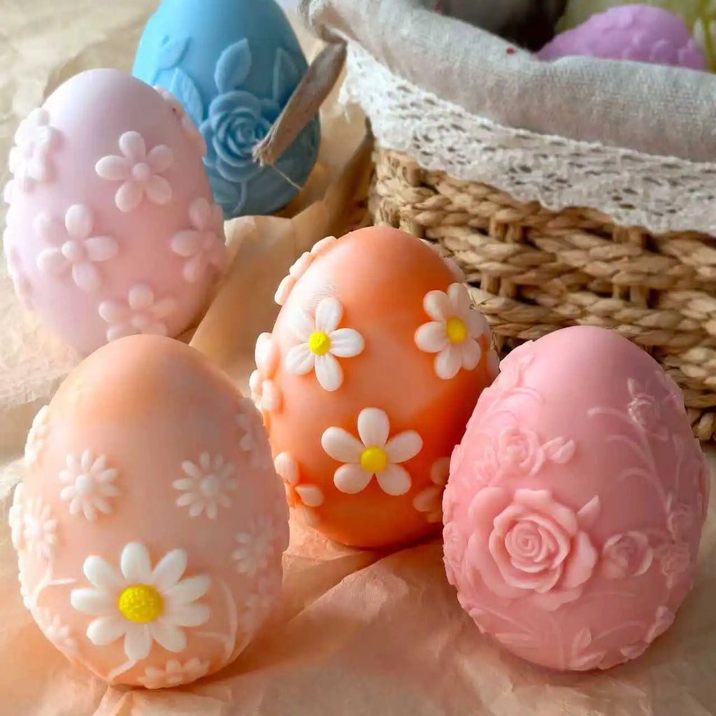 DIY Påskägg Silikonform – Blommigt Relief för Ljus, Resin, Gips & Påskdekoration