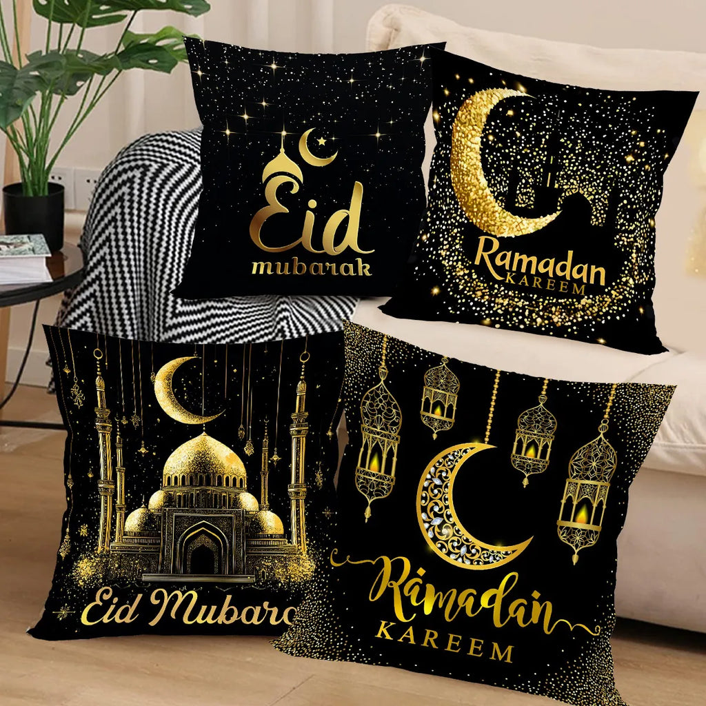 4-pack Ramadan Kareem Kuddöverdrag – Dekoration för Hem och Soffa