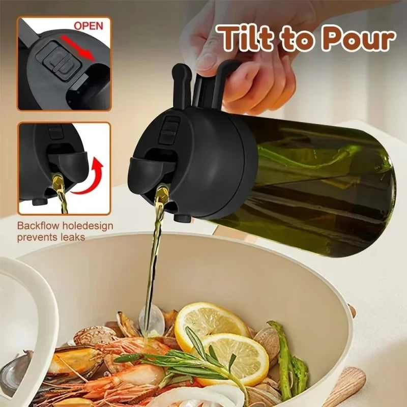 2-i-1 Oljespray & Oljedispenser i Glas – 470 ml | Läckagesäker & UV-skyddad