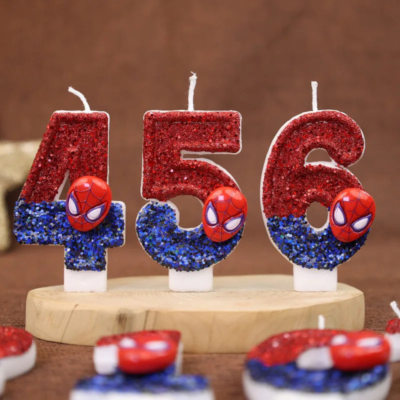 Spiderman Tårtljus med Siffra – Superhjälte Birthday Candle för Barnkalas