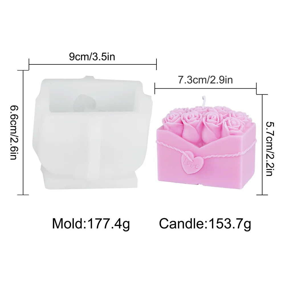 Rose Envelope Candle Mold – Silikonform för Ros, Brev & Resin | Perfekt för Ljusstöpning, Dekoration & Gåvor