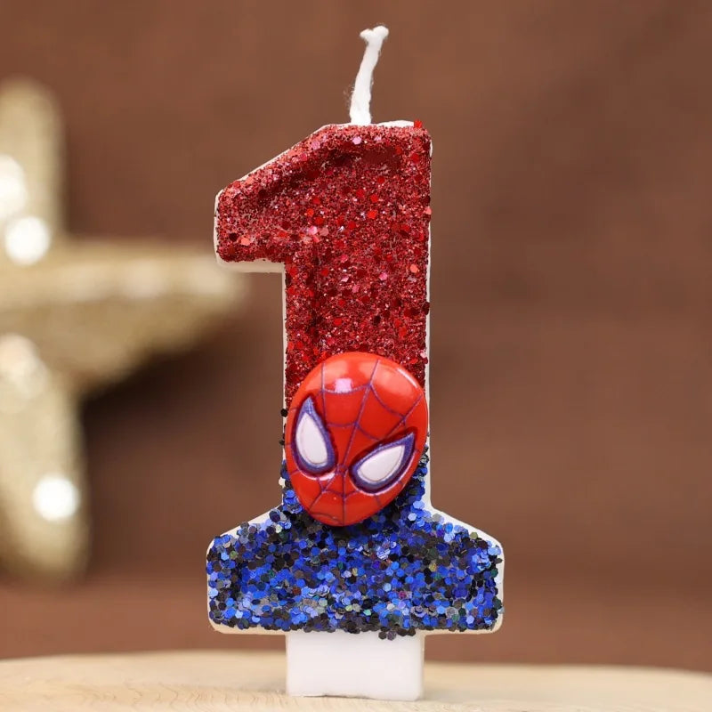 Spiderman Tårtljus med Siffra – Superhjälte Birthday Candle för Barnkalas