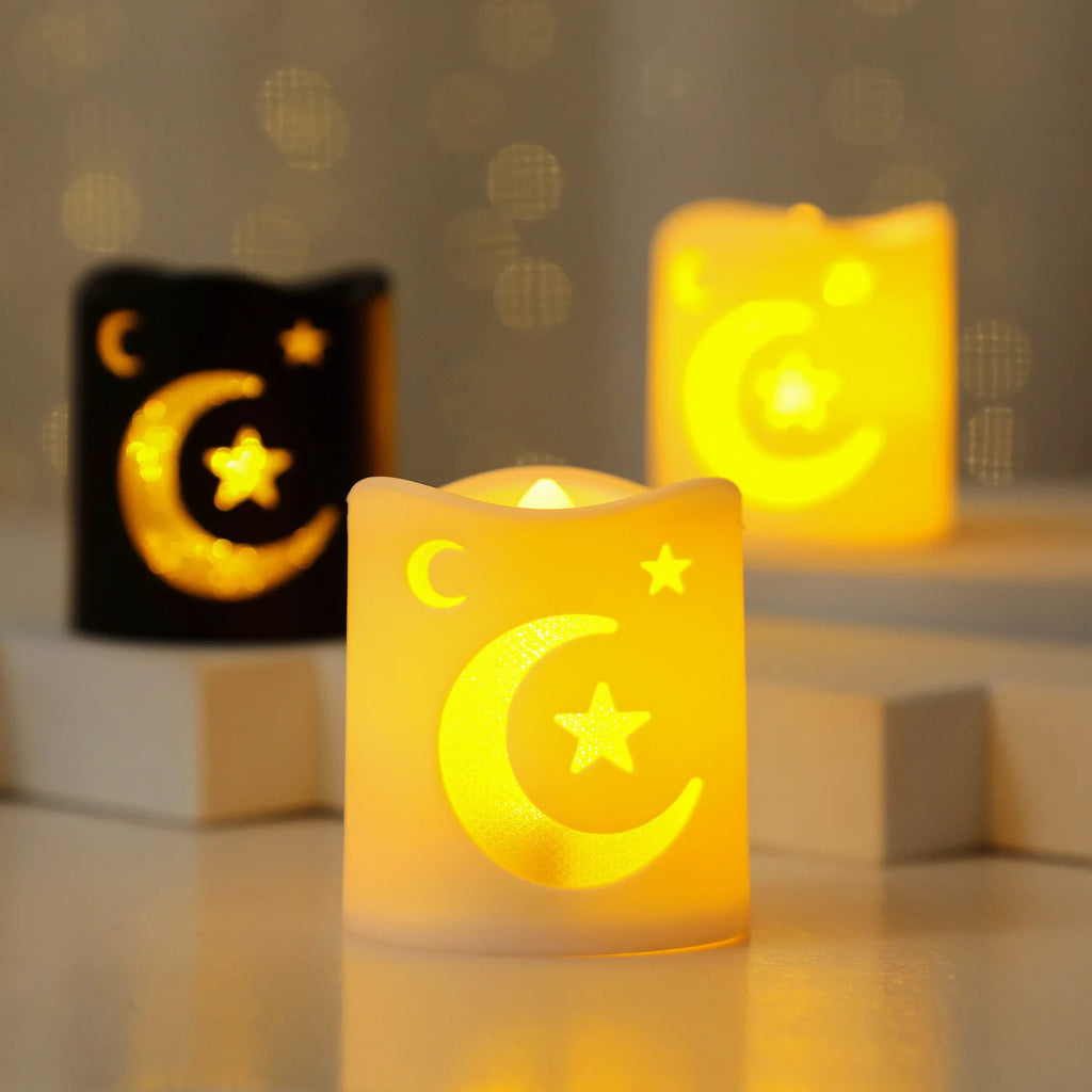 4-pack LED Ramadan Dekoration – Måne, Stjärna och Slott Ljuslyktor för Eid Mubarak