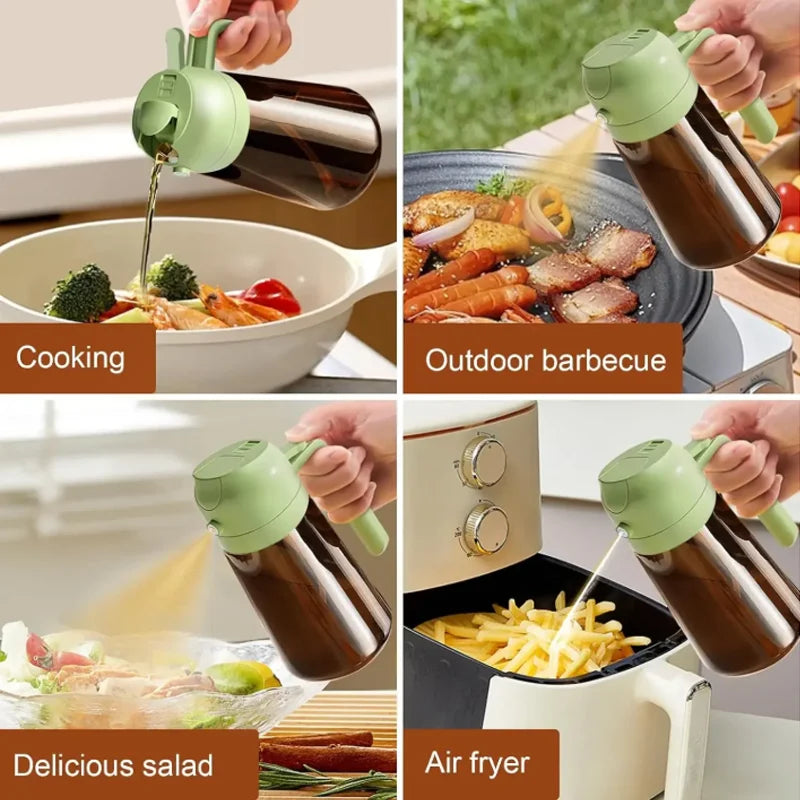 2-i-1 Oljespray & Oljedispenser i Glas – 470 ml | Läckagesäker & UV-skyddad