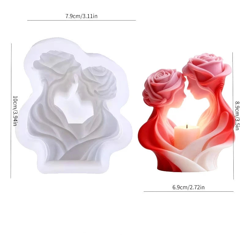 Rose Love Candle Mold – 3D Ros- & Kärlekspar i Silikon | DIY Ljus & Aromaterapi – Perfekt för Alla Hjärtans Dag & Bröllop