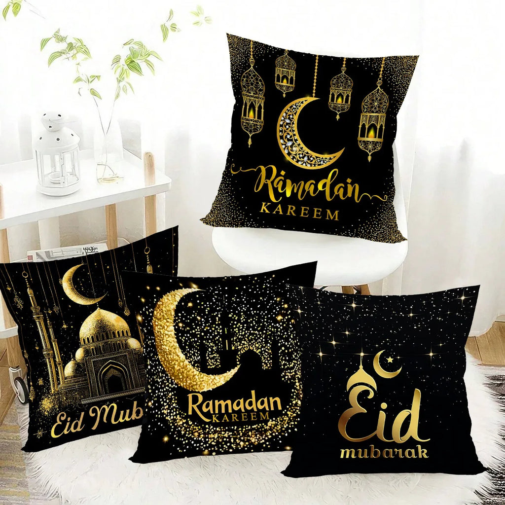 4-pack Ramadan Kareem Kuddöverdrag – Dekoration för Hem och Soffa