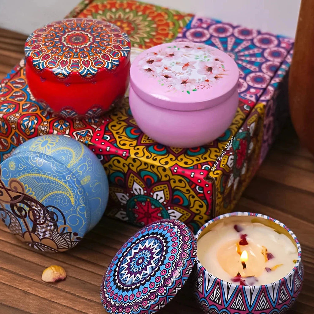 Doftljus Set – 4-pack med Arabiska & Islamiska Mönster (Rökfria)