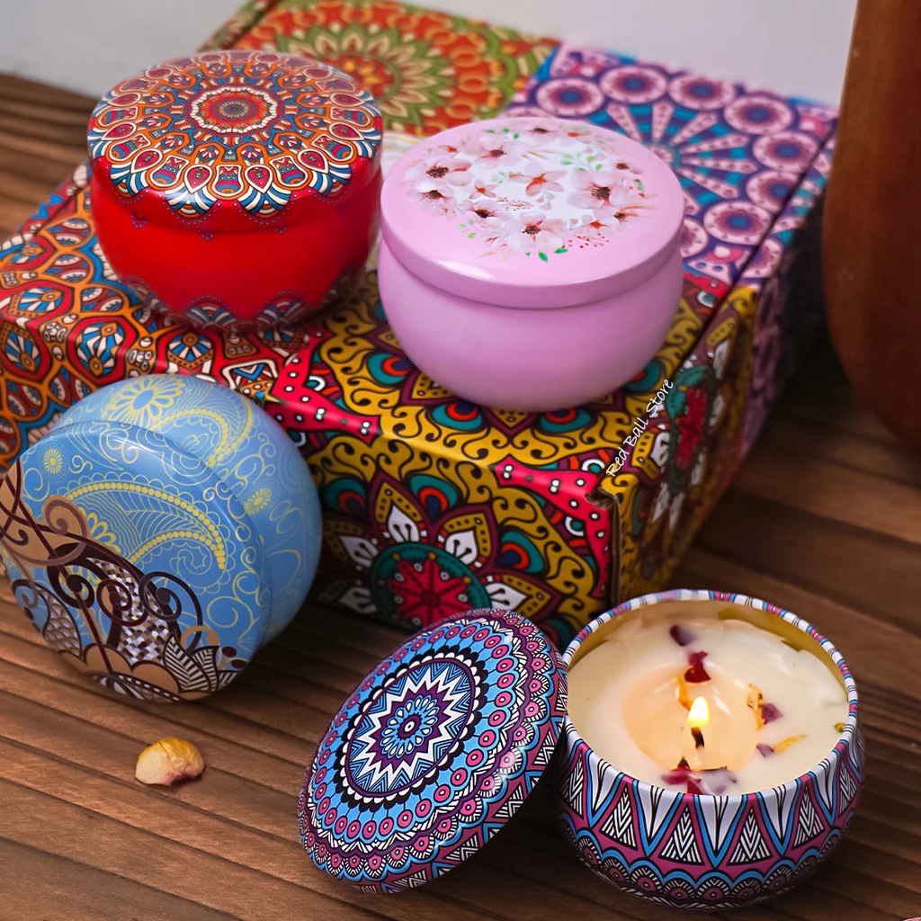 Doftljus Set – 4-pack med Arabiska & Islamiska Mönster (Rökfria)