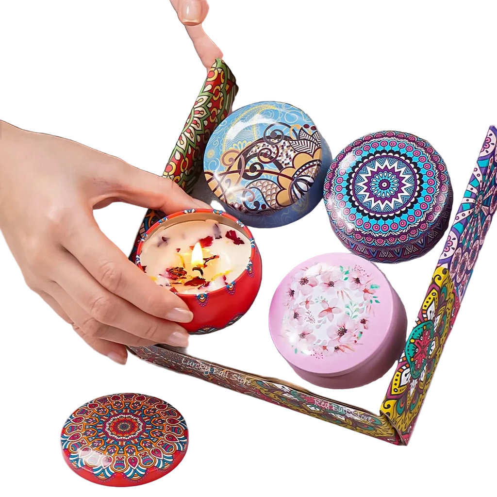 Doftljus Set – 4-pack med Arabiska & Islamiska Mönster (Rökfria)
