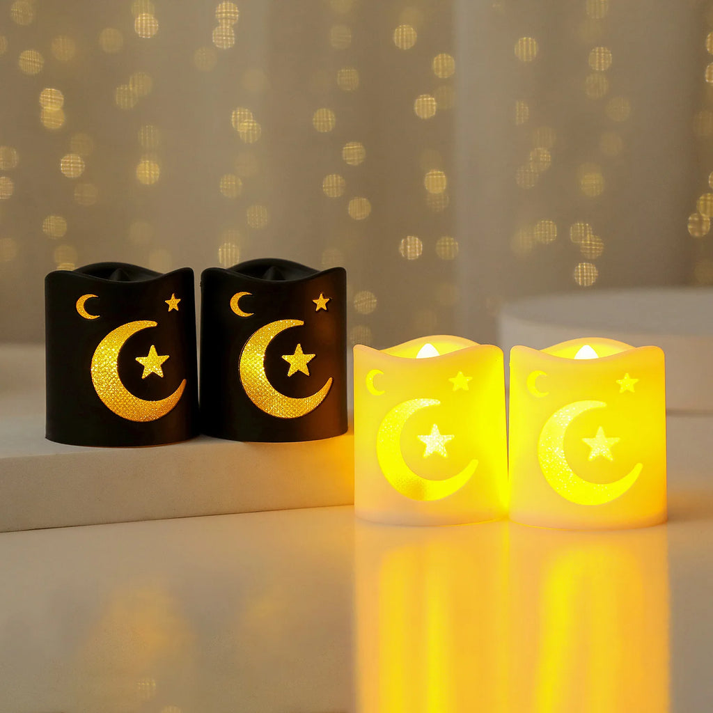 4-pack LED Ramadan Dekoration – Måne, Stjärna och Slott Ljuslyktor för Eid Mubarak