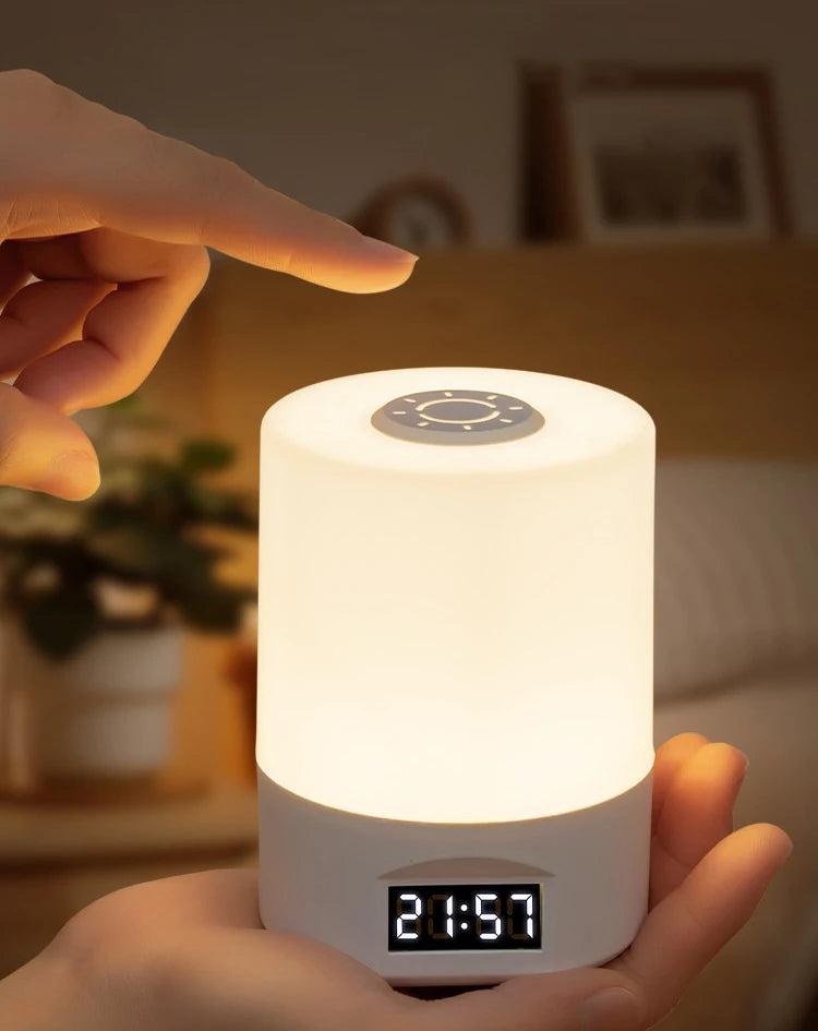 Uppladdningsbar LED Nattlampa med Timer & Touch – Dimbar Bordslampa för Sovrum & Barnrum