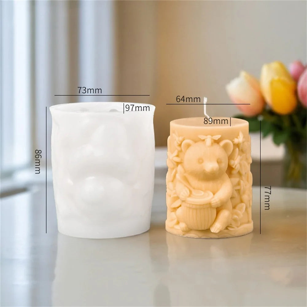 Björnformad Silikonform för Doftljus – 3D Honungsbjörn Ljusstöpningsform