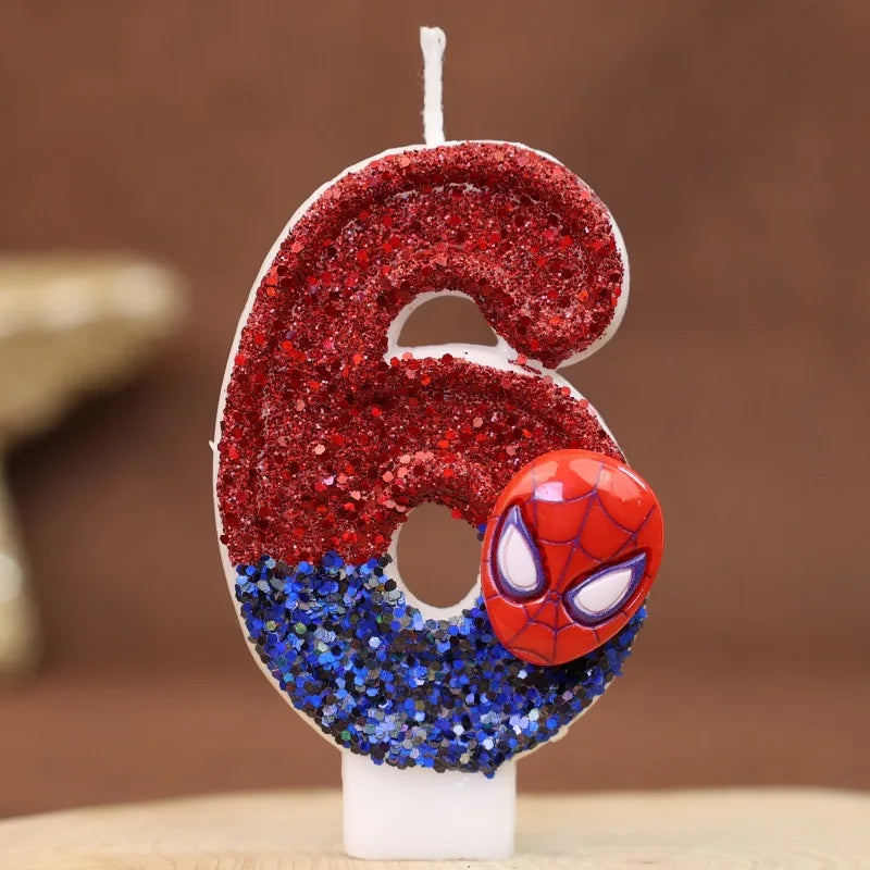 Spiderman Tårtljus med Siffra – Superhjälte Birthday Candle för Barnkalas
