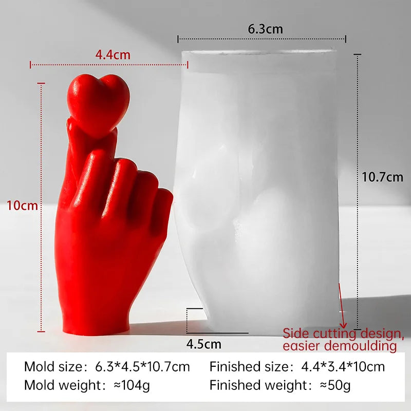 DIY Fingerhjärta Silikonform – Ljusform för Doftljus, Tvål, Resin & Gips | Alla Hjärtans Dag