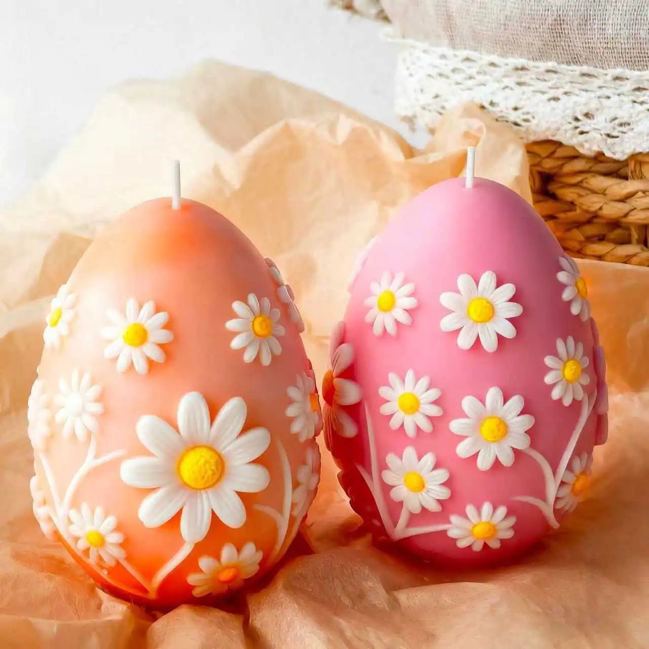 DIY Påskägg Silikonform – Blommigt Relief för Ljus, Resin, Gips & Påskdekoration