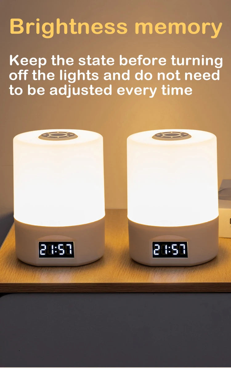 Uppladdningsbar LED Nattlampa med Timer & Touch – Dimbar Bordslampa för Sovrum & Barnrum