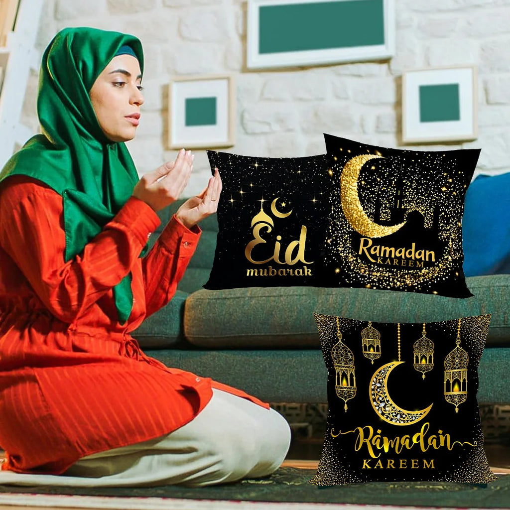 4-pack Ramadan Kareem Kuddöverdrag – Dekoration för Hem och Soffa