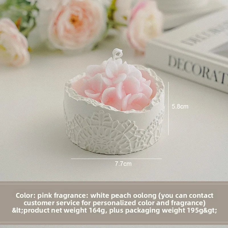 Handgjort Aromaljus med Blommotiv – Romantiskt Doftljus i Kopp | Perfekt Present