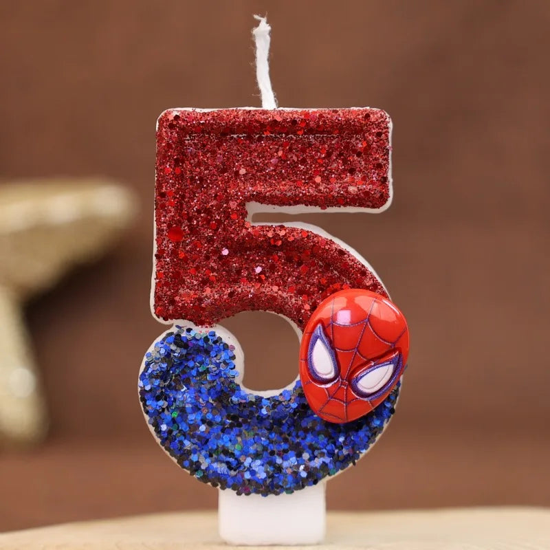 Spiderman Tårtljus med Siffra – Superhjälte Birthday Candle för Barnkalas