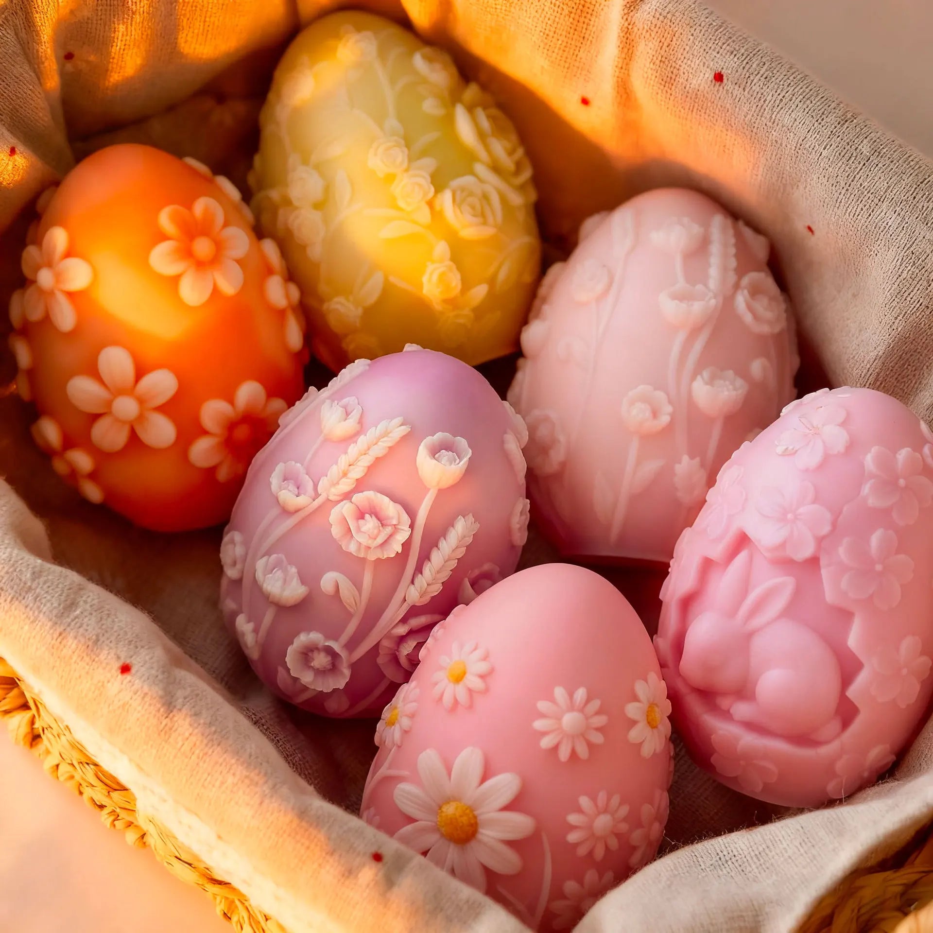 DIY Påskägg Silikonform – Blommigt Relief för Ljus, Resin, Gips & Påskdekoration